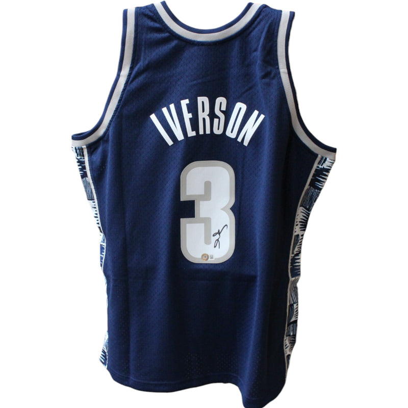 Allen Iverson Signed Georgetown Hoyas Mitchell & Ness Blue Jersey