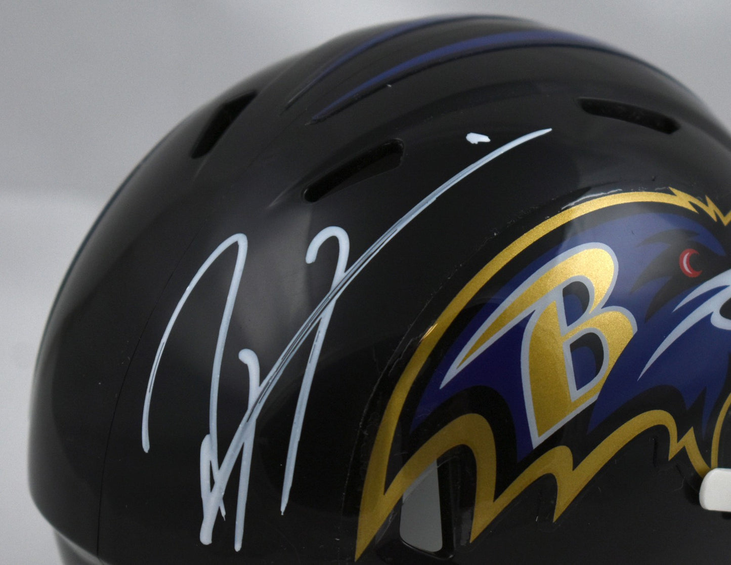 Ray Lewis Autographed Baltimore Ravens White Speed Mini Helmet