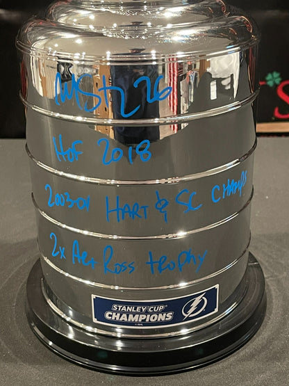 Martin St. Louis Signed 14" Mini Stanley Cup Lightning (3x Inscriptions) PSA