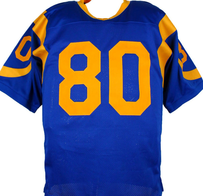 Henry Ellard Autographed Blue Custom Football Jersey