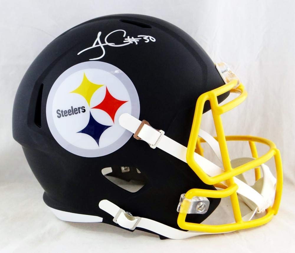 James Conner Autographed Pittsburgh Steelers Full Size Flat Black Helmet