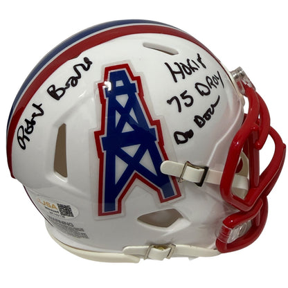 Robert Brazile Houston Oilers Signed Throwback Mini Helmet 3 Inscriptions