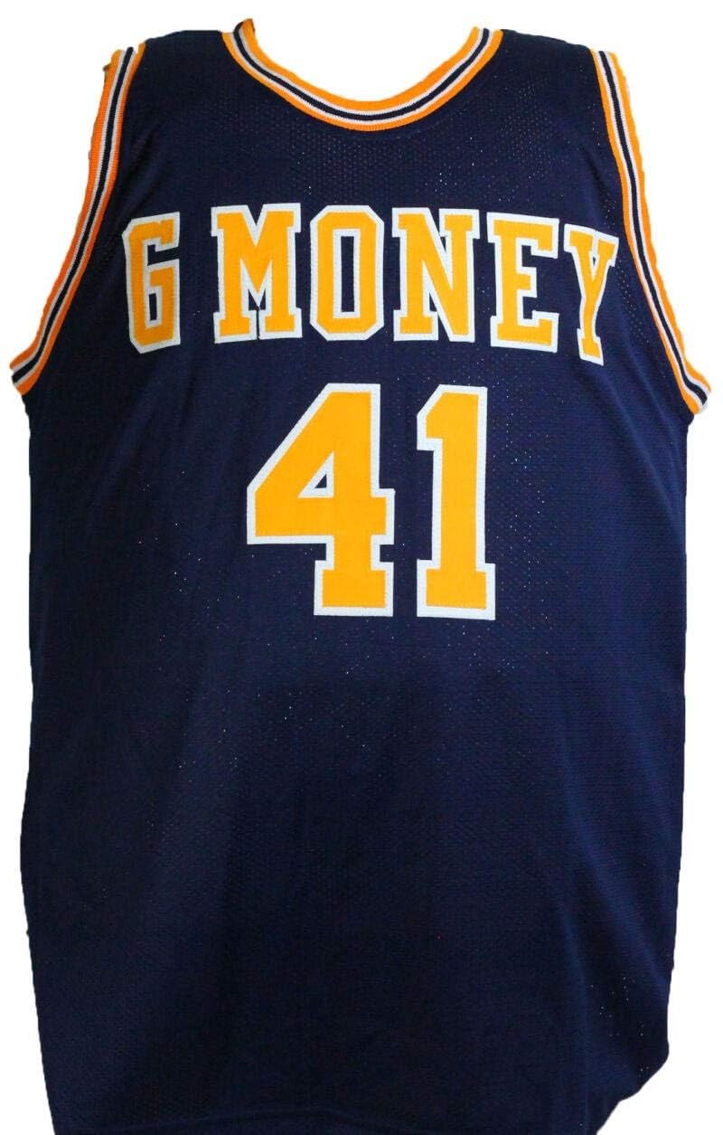 Glen Rice Signed Blue G Money Custom Jersey