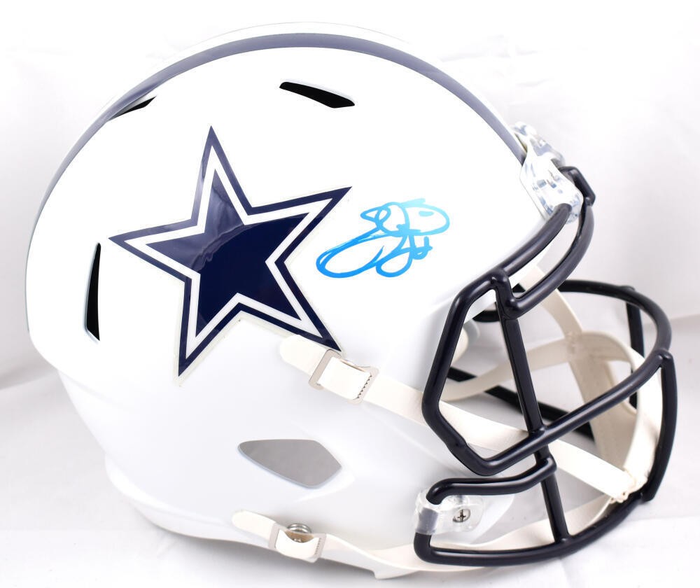 Emmitt Smith Signed Dallas Cowboys Full Size Flat White Speed Helmet