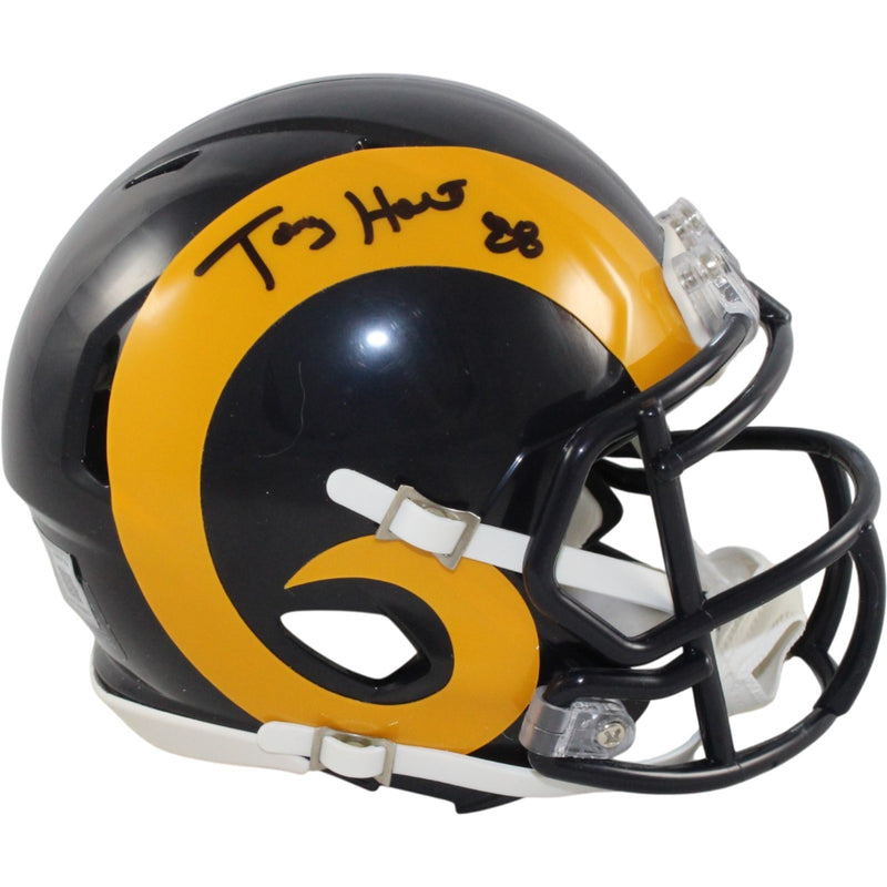 black football rams helmets Eric Dickerson Autographed Eclipse Mini Helmet LIMITED TO 6 PER CUSTOMER The Los Angeles Rams Limited Edition Pocket Size Helmet features a navy shell Autographed Los Angeles Rams Mini