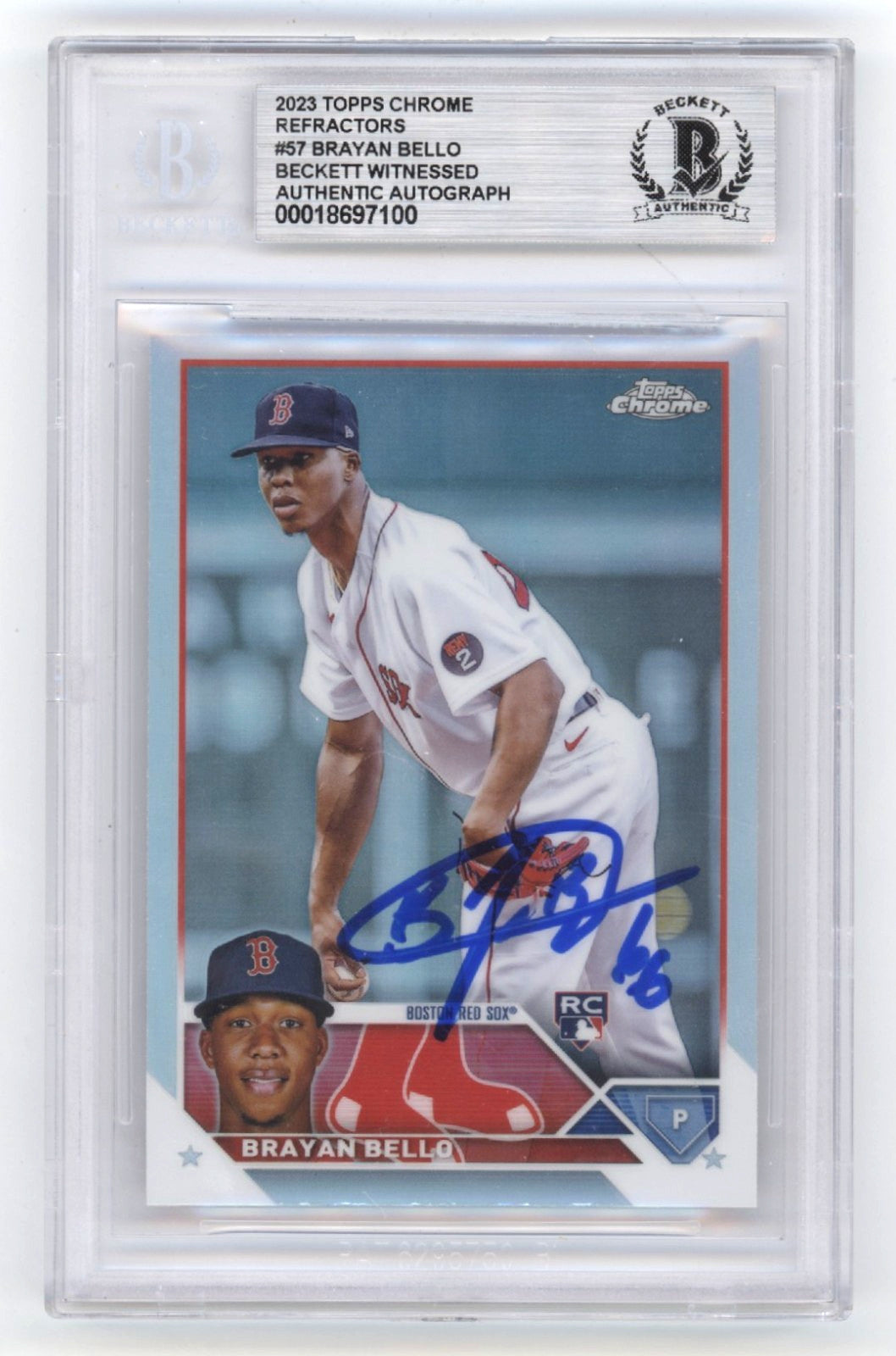 Brayan Bello Signed 2023 Topps Chrome Refractor Rookie Card (BAS)