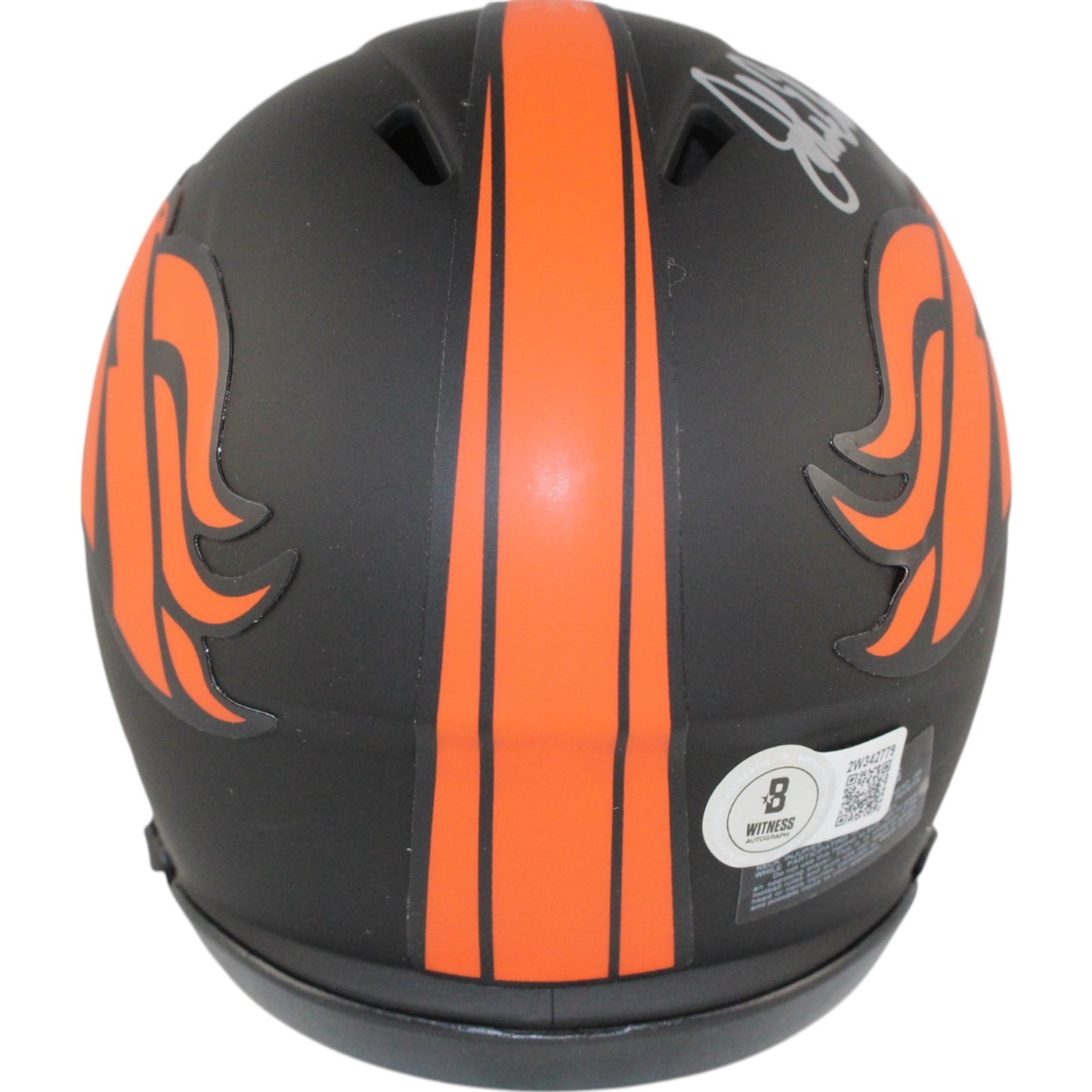 John Elway Autographed Denver Broncos Eclipse Mini Helmet (Beckett Witnessed)