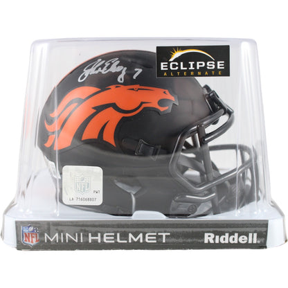 John Elway Autographed Denver Broncos Eclipse Mini Helmet (Beckett Witnessed)