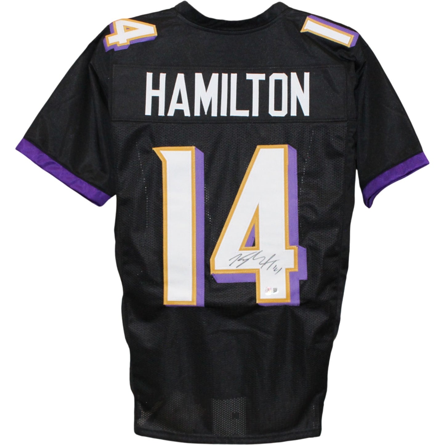Kyle Hamilton Autographed Black Pro Style Jersey (Beckett Witnessed)