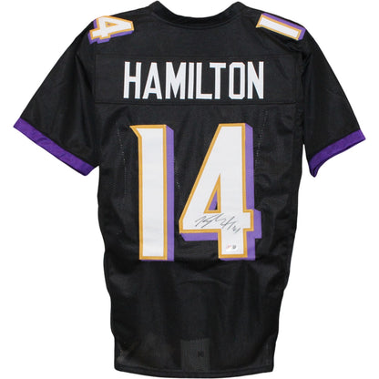 Kyle Hamilton Autographed Black Pro Style Jersey (Beckett Witnessed)
