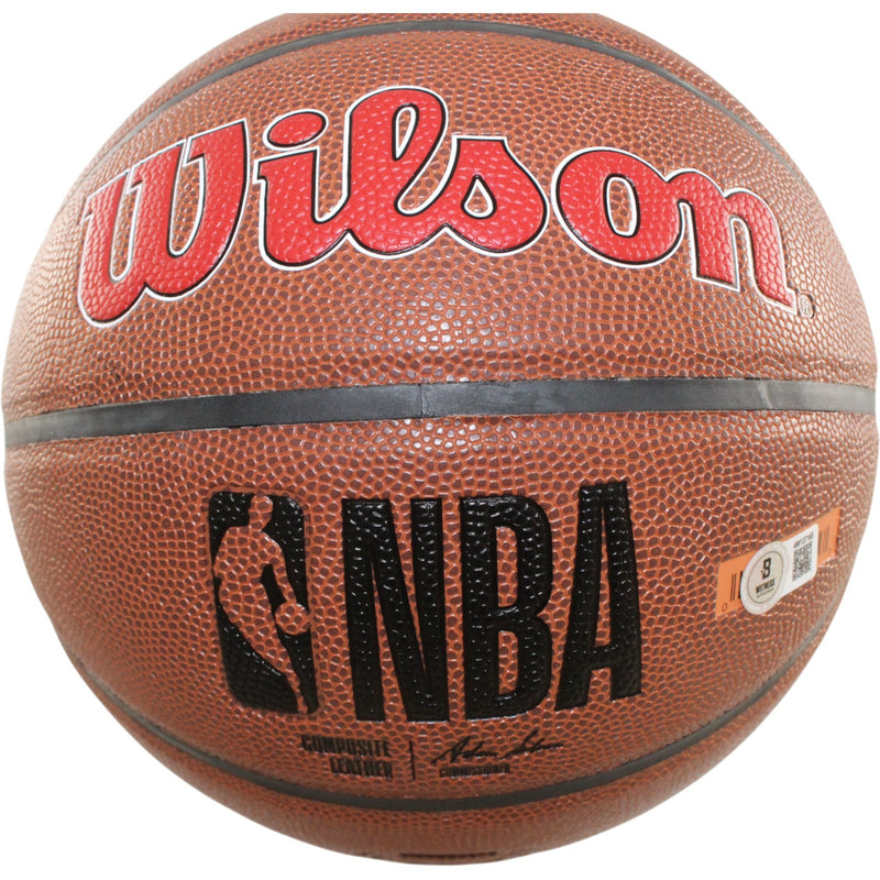 Dennis Rodman Signed Chicago Bulls Wilson Logo Basketball (Beckett)