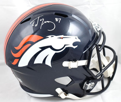Ed McCaffrey Signed Denver Broncos Full Size White Speed Helmet