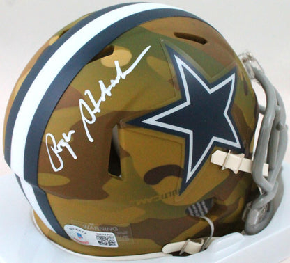 Roger Staubach Autographed Dallas Cowboys Camo Mini Helmet