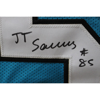 Ja'Tavion Sanders Autographed Pro Style Blue Jersey (Beckett COA)