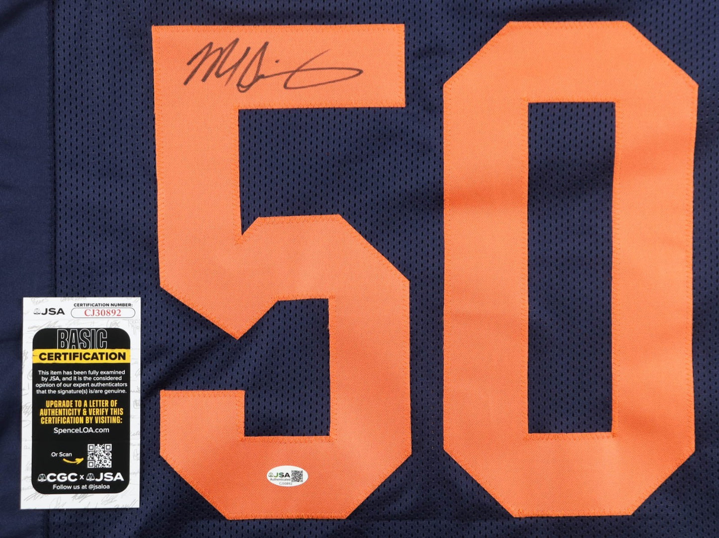 Mike Singletary Signed Chicago Bears Custom Throwback Jersey JSA