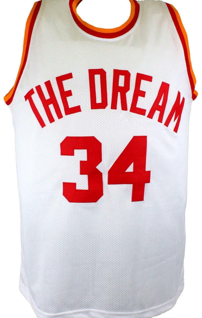Hakeem Olajuwon Autographed Houston Rockets White Custom Stat Jersey