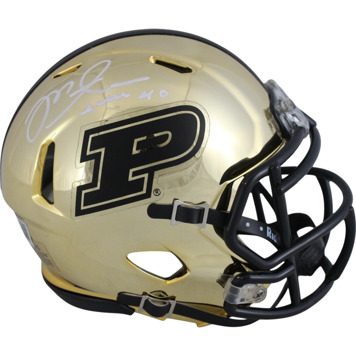 Mike Alstott Signed Purdue Boilermakers Chrome Mini Helmet
