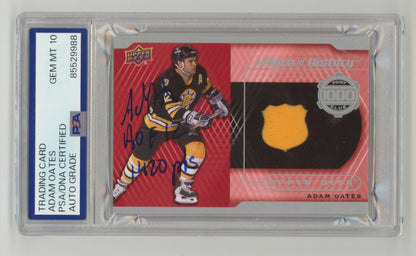 Adam Oates Signed 2015-16 Upper Deck Piece of History Relic Card PSA 10 Auto