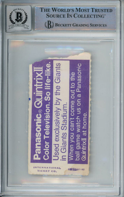 Tony Dorsett Signed Dallas Cowboys 1977 Giants Ticket Stub Beckett Slab