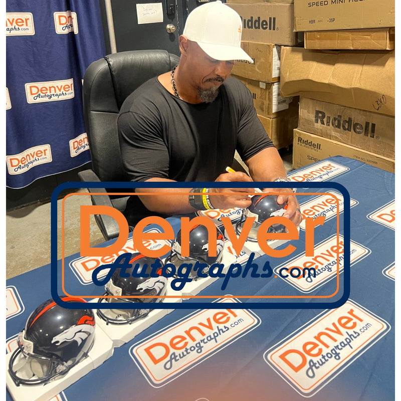 Brian Dawkins Signed Denver Broncos Mini Helmet - HOF 18