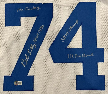 Bob Lilly Signed Dallas Cowboys Custom Football Jersey (4 Inscriptions)
