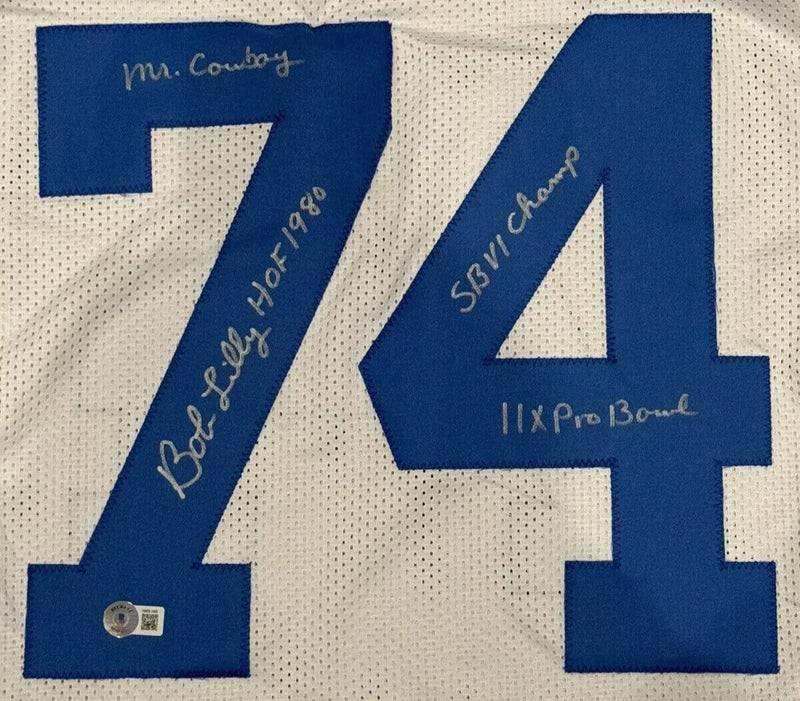 Bob Lilly Signed Dallas Cowboys Custom Football Jersey (4 Inscriptions)