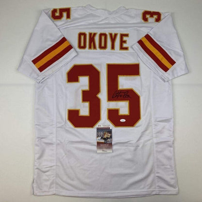 CHRISTIAN OKOYE SIGNED AUTOGRAPHED KANSAS CITY CHIEFS CUSTOM JERSEY JSA COA