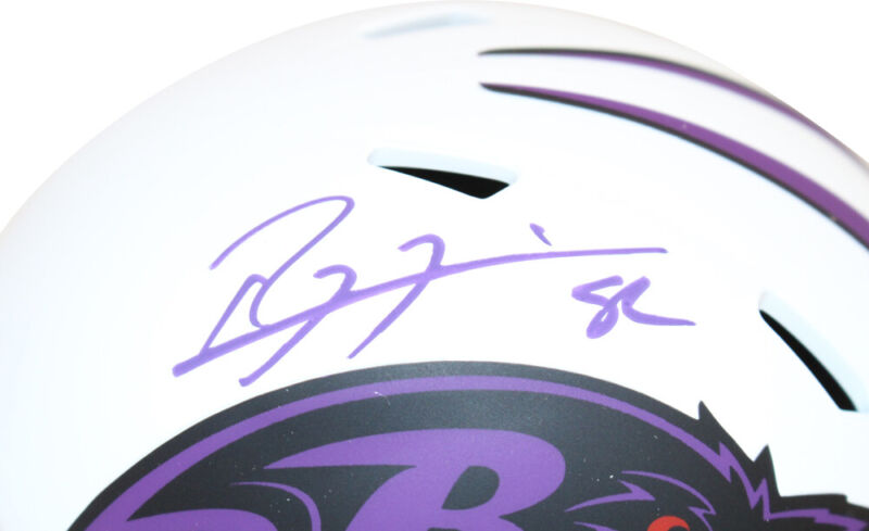 Ray Lewis & Ed Reed Autographed Baltimore Ravens Lunar Mini Helmet BAS 39863