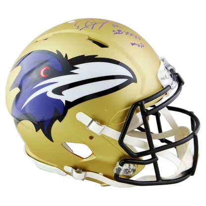 Ray Lewis Baltimore Ravens Signed F/S Speed AMP Authentic Helmet w/ SB MVP (BAS COA)