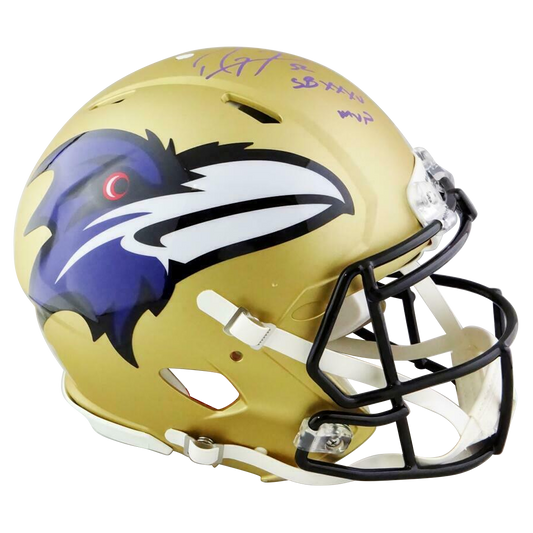 Ray Lewis Baltimore Ravens Signed F/S Speed AMP Authentic Helmet w/ SB MVP (BAS COA)