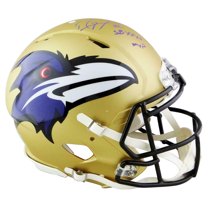 Ray Lewis Baltimore Ravens Signed F/S Speed AMP Authentic Helmet w/ SB MVP (BAS COA)