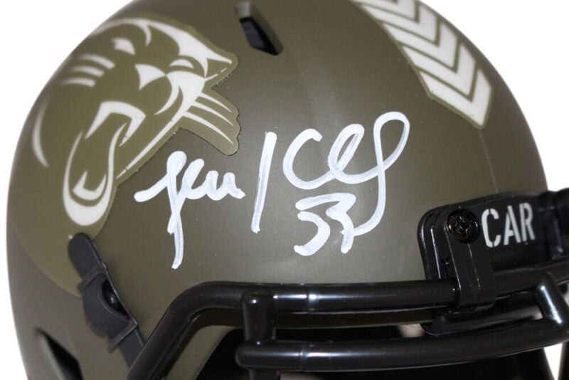 Luke Kuechly Signed Carolina Panthers salute Mini Helmet Beckett 40207