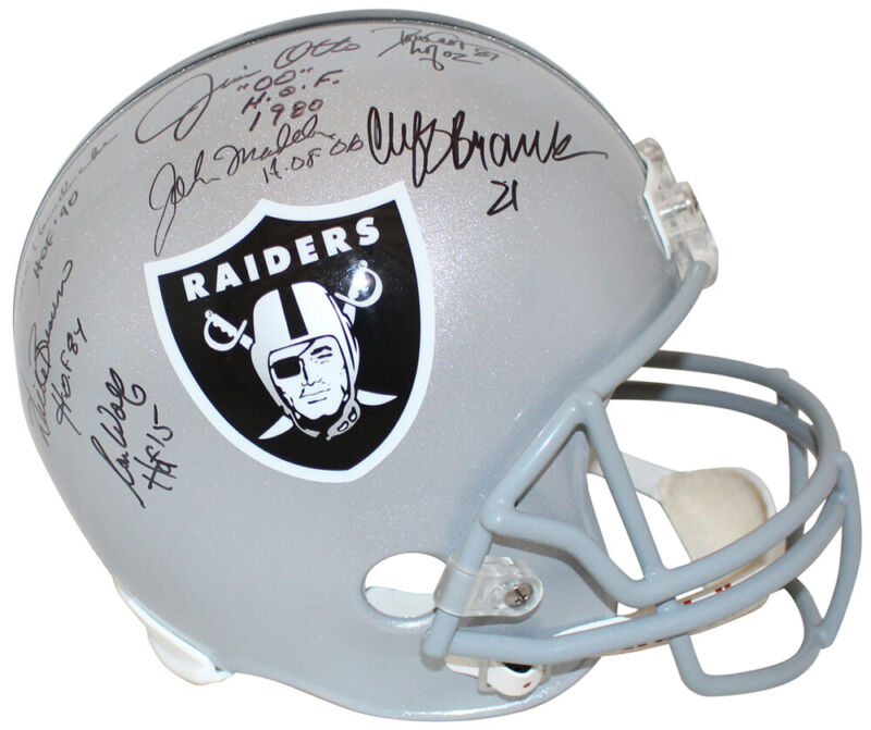 Oakland Raiders Greats Signed F/S Replica Helmet 15 Sigs John Madden JSA 31886