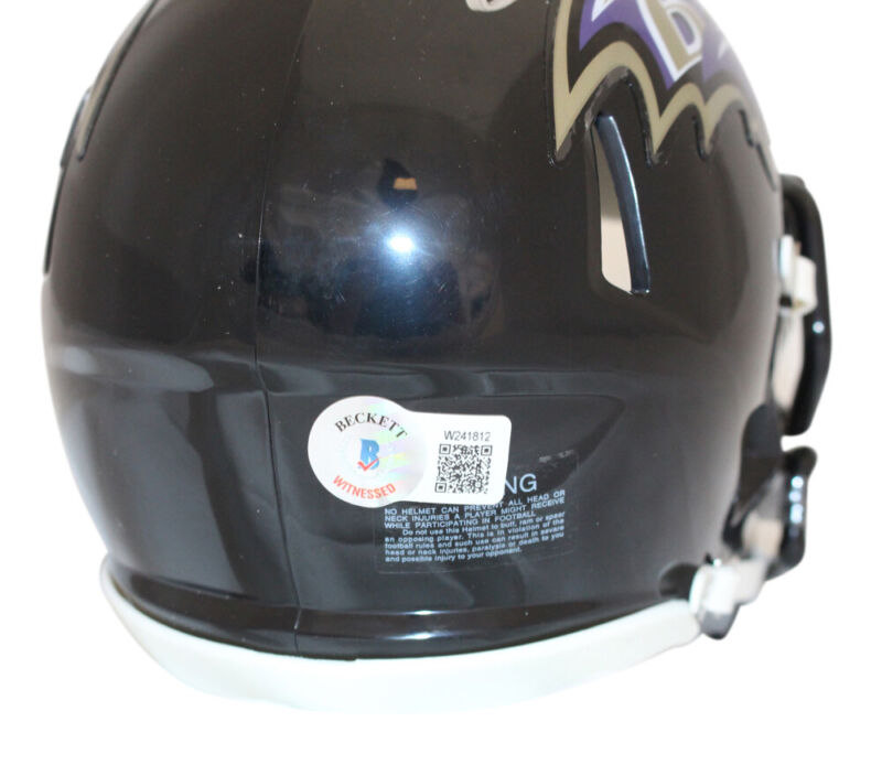 Justin Tucker Autographed Baltimore Ravens Speed Mini Helmet Beckett 39574