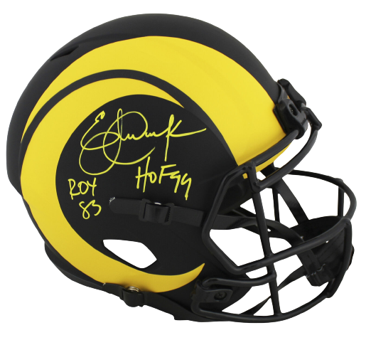 Eric Dickerson Los Angeles Rams Signed "HOF/ROY" Eclipse Full Size Speed Rep Helmet (BAS COA)