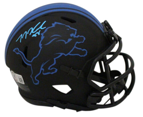 TJ Hockenson Autographed/Signed Detroit Lions Eclipse Mini Helmet BAS 33401