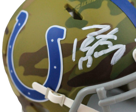 Peyton Manning Indianapolis Colts Signed Camo Speed Mini Helmet FAN COA (Baltimore)