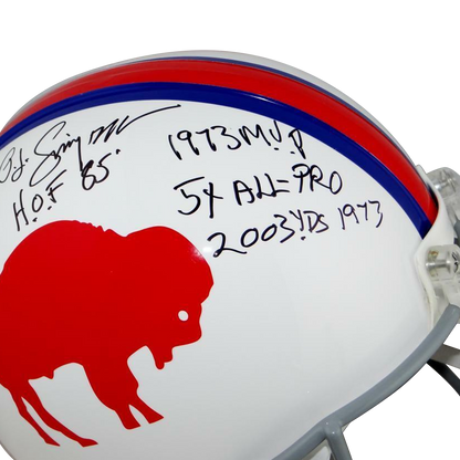 O.J. Simpson Buffalo Bills Signed F/S Authentic 65-73 TB Helmet W/ 7 Stats (JSA COA)