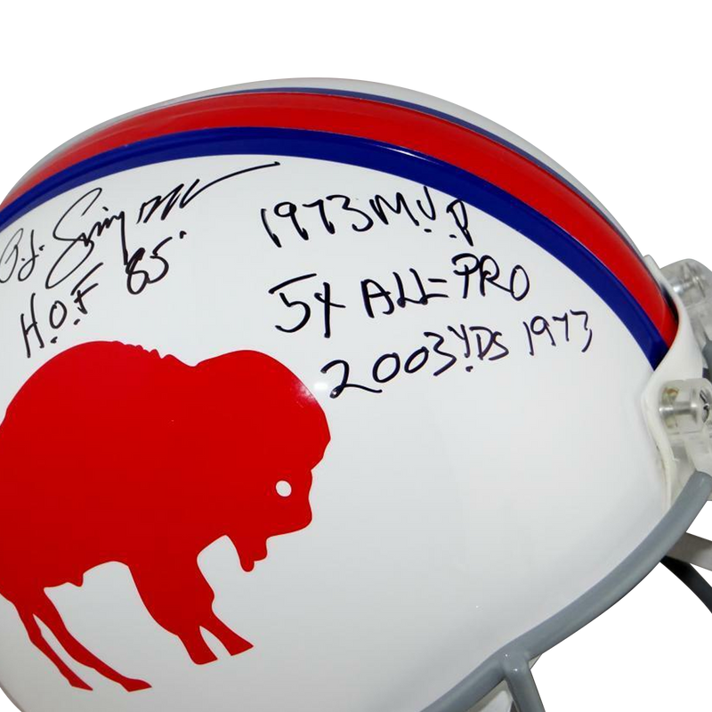 O.J. Simpson Buffalo Bills Signed F/S Authentic 65-73 TB Helmet W/ 7 Stats (JSA COA)