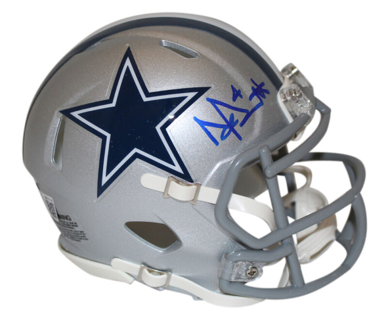 Dak Prescott Autographed Dallas Cowboys Speed Mini Helmet Beckett 34805