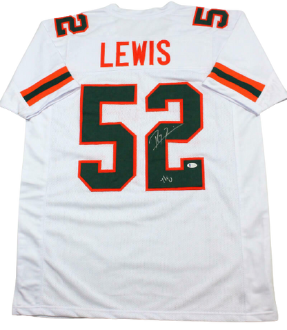 Ray Lewis Miami Hurricanes Signed White College Style Jersey with The U (BAS COA)