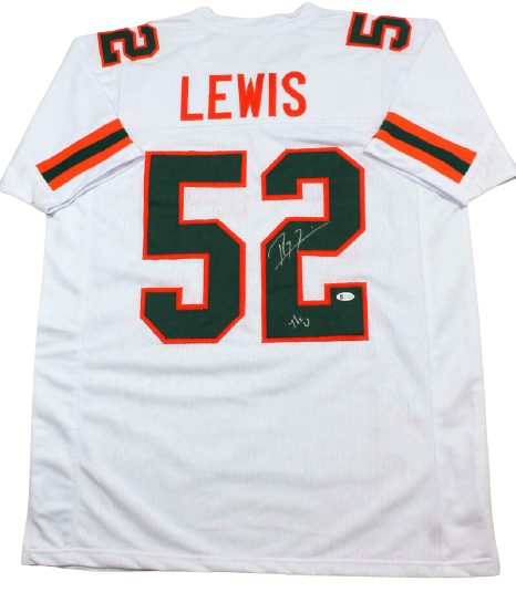 Ray Lewis Miami Hurricanes Signed White College Style Jersey with