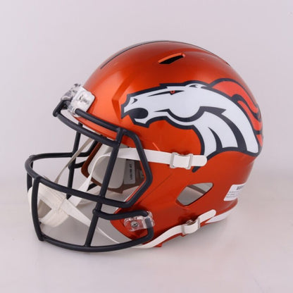 RICK UPCHURCH SIGNED AUTOGRAPHED BRONCOS FLASH REPLICA 2 INSC HELMET BECKETT COA