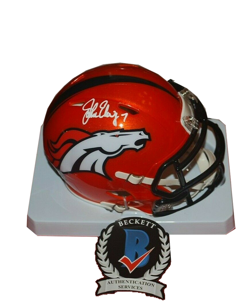 JOHN ELWAY DENVER BRONCOS signed FLASH Mini Helmet (BAS COA)