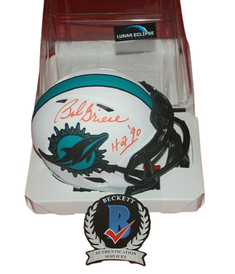Bob Griese Miami Dolphins Signed Lunar Eclipse Mini Helmet HOF 90 (BAS COA)