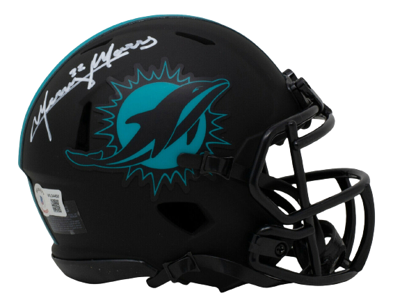 Mercury Morris Miami Dolphins Signed Mini Speed Replica Eclipse Helmet w/Case (BAS COA)