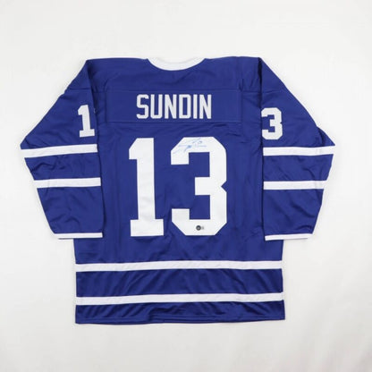 MATS SUNDIN SIGNED AUTOGRAPHED TORONTO MAPLE LEAFS CUSTOM JERSEY BECKETT COA