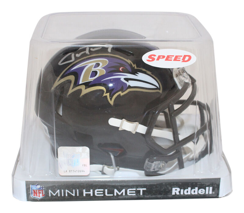Justin Tucker Autographed Baltimore Ravens Speed Mini Helmet Beckett 39574