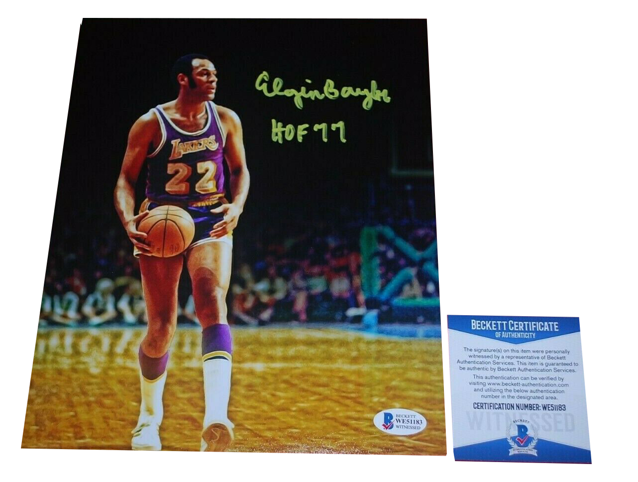 ELGIN BAYLOR Los Angeles Lakers signed 8X10 photo (BAS COA)