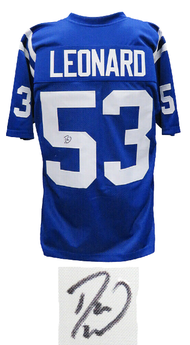 Darius Leonard Indianapolis Colts Signed Blue Custom Football Jersey SCHWARTZ (Baltimore)